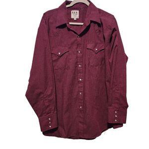 Ely Cattleman Shirt Mens XL Red Long Sleeve Snap Button Down Western Pockets